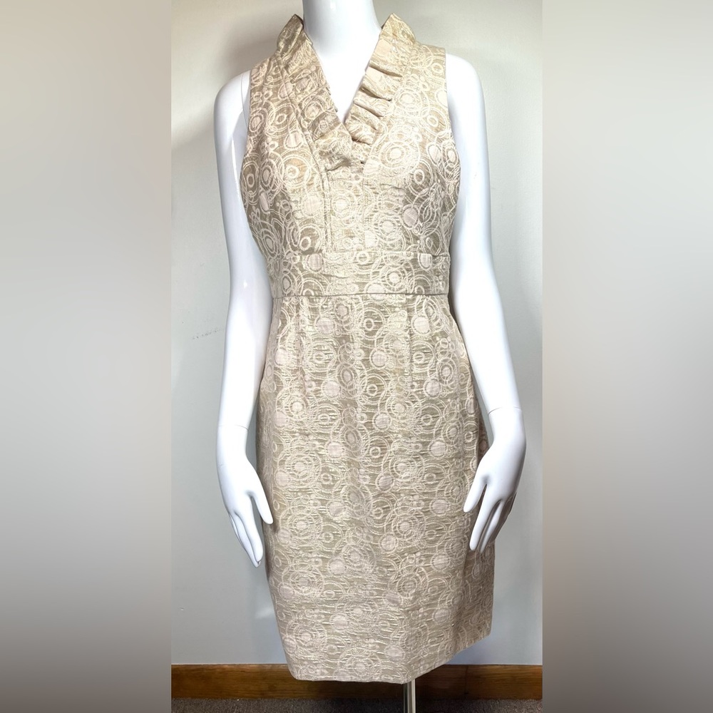 London Times Cream Sleeveless Dress
